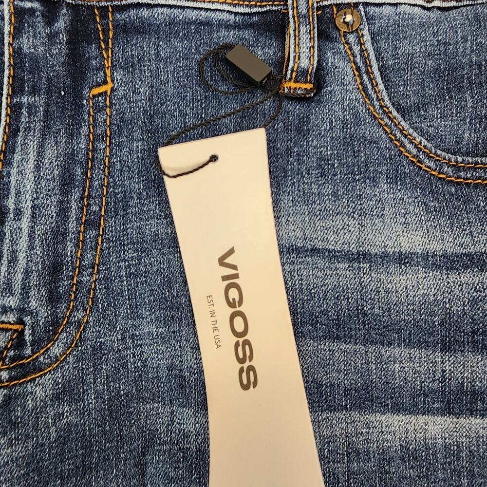 Vigoss Womens Marley Cuff Distressed Denim Shorts Size 16W Mid Rise Blue Jean - Picture 8 of 11